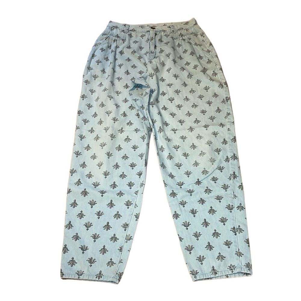 80’s 90’s Cherokee Printed Mom Jeans, High Waisted Vintage Baggies, Pleated, 14
